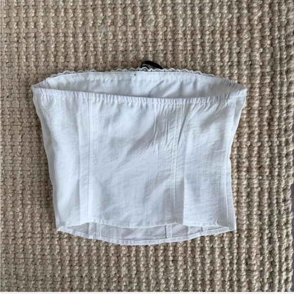 Princess Polly White Strapless Crop Top with Black Tie - Picture 4 of 5